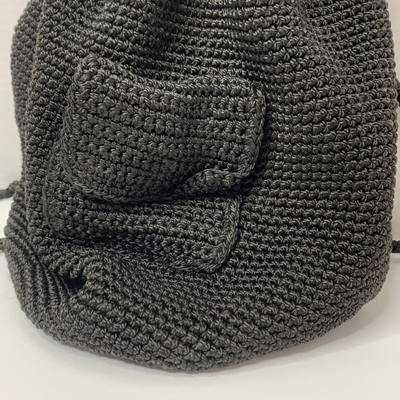 Chateau | Vintage Black Crochet 70’s Mini Backpack | Satchel | Unisex - Picture 4 of 12